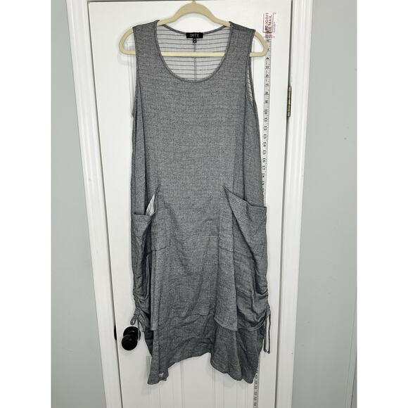 COMFY USA Medium Gray Pullover Dress Lagenlook Ruched Layering LargePockets - Picture 1 of 8